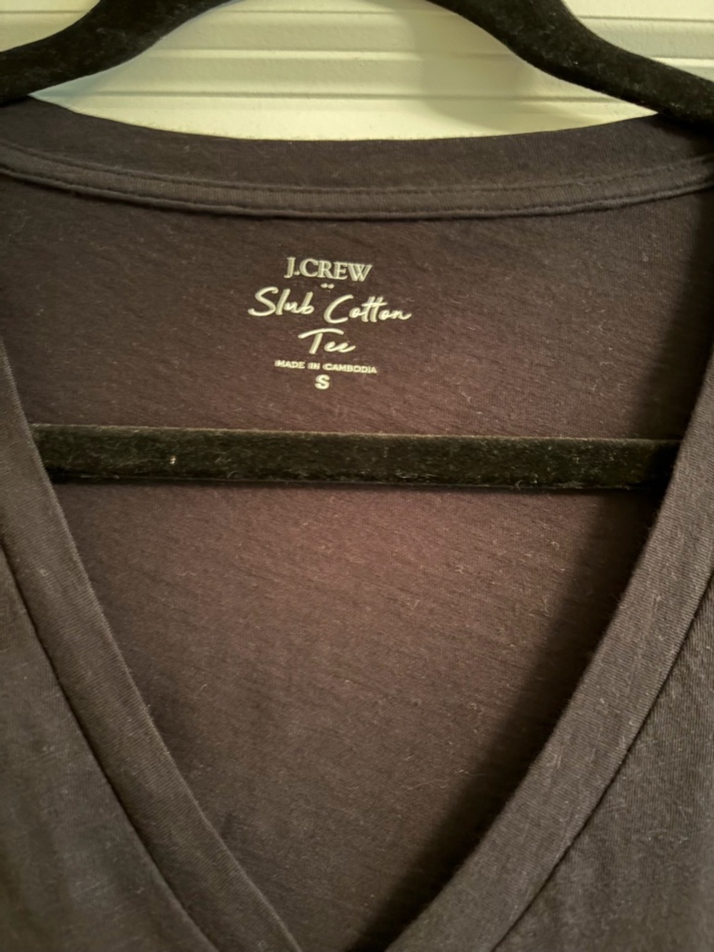 J. Crew Short Sleeve V-Neck Tee in Deep Plum - Picture 2 of 3